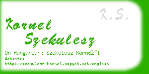 kornel szekulesz business card